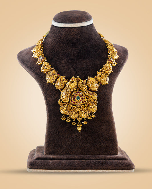 Gold Peacock Nakshi Necklace