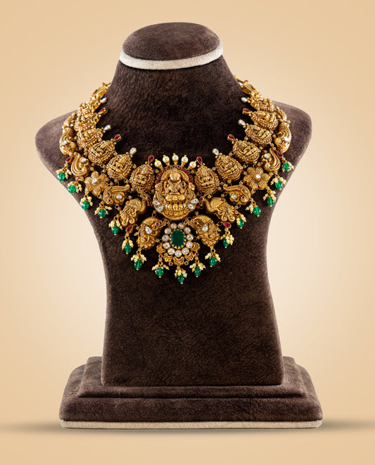 Gold Nakshi Necklace with Ashta Lakshmi