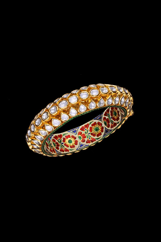 Polki Diamond with Meenakari Bangle