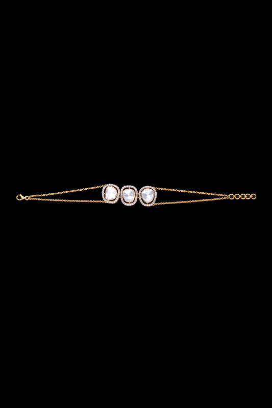 Simple Light weight Polki Tennis Bracelet