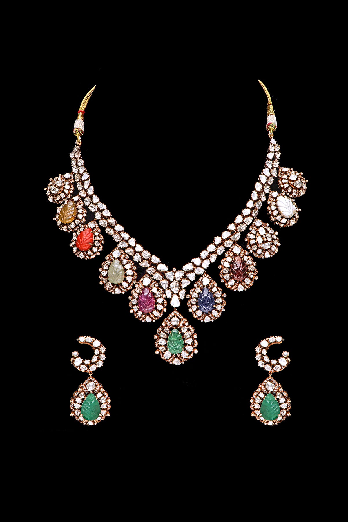 Polki with Navaratna necklace set