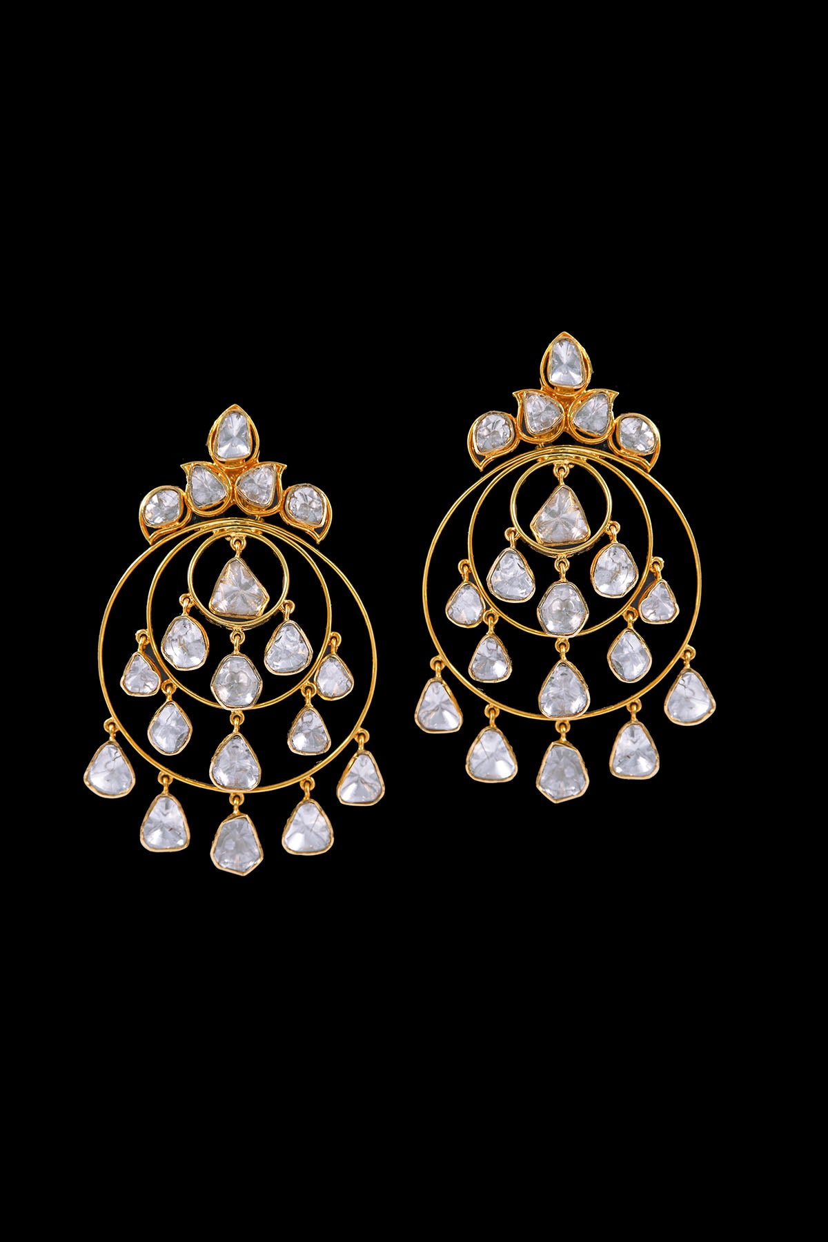 Light Weight Polki chandelier earrings