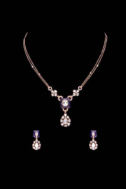 Light Weight Polki Pendant and Earring Set